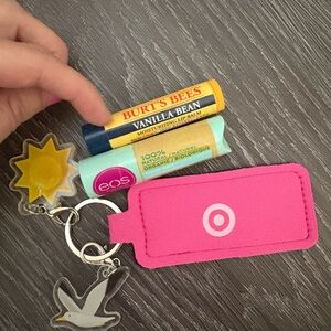 Burt’s Bees Vanilla Bean & EOS Sweet Mint Chapsticks and Chapstick Holder